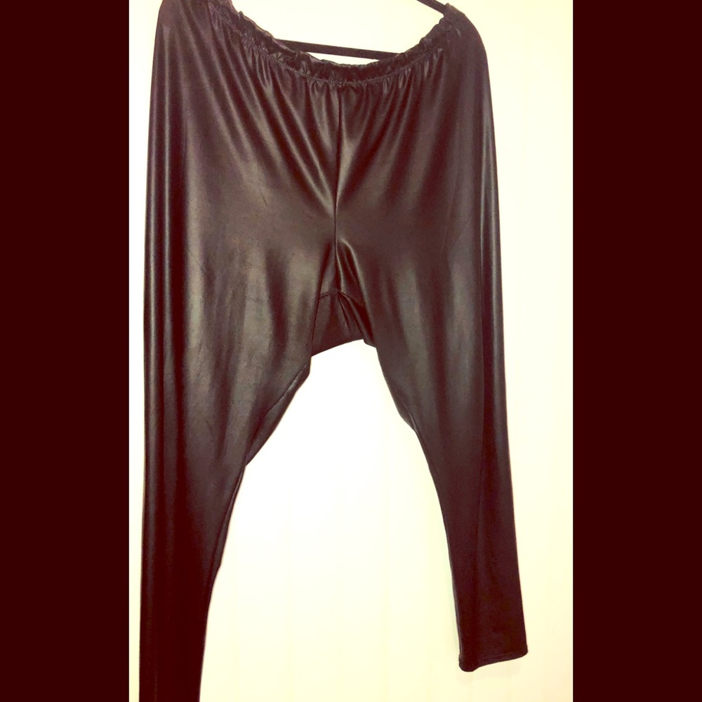 Black “leather look” leggings